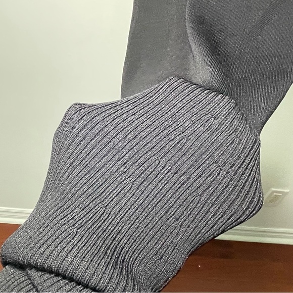 White House Black Market women Black Sleeveless Knit Midi Dress Size L Zip Neck - Picture 6 of 10